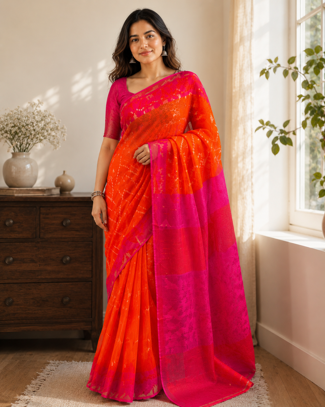 Authentic Handwoven Dhakai Jamdani Saree