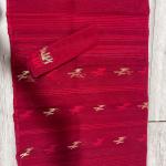 Dhakai Jamdani Classic Crimson Red  Saree with Blouse Piece