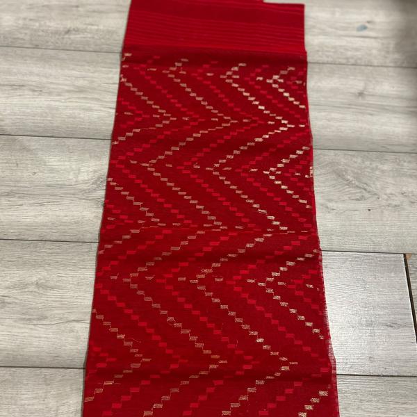 Dhakai Jamdani Radiant Red Chevron  Saree