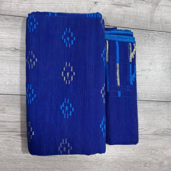 Dhakai Jamdani Elegant Royal Blue Saree